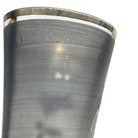 Antique 1890s Pair of Bohemian Art Glass Enameled Tulips Flowers Smokey Grey - Picture 12 of 12